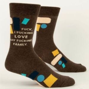 🆕 Blue Q Men’s Brown Novelty Socks “ F*ck I F*cking LOVE My F*cking Family”
